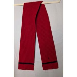 Polo Ralph Lauren Ribbed Knit Scarf Red Navy Rabbit Hair (647)